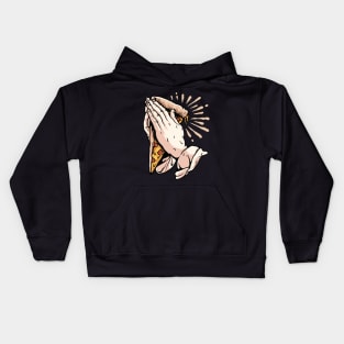 Praying hand pizza Kids Hoodie